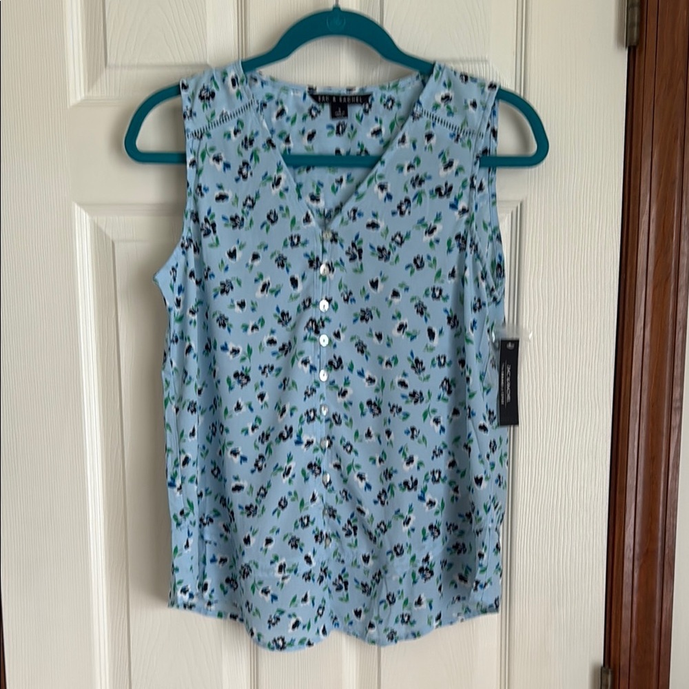 Zac & Rachel Blue Sleeveless Blouse Relaxed Fit